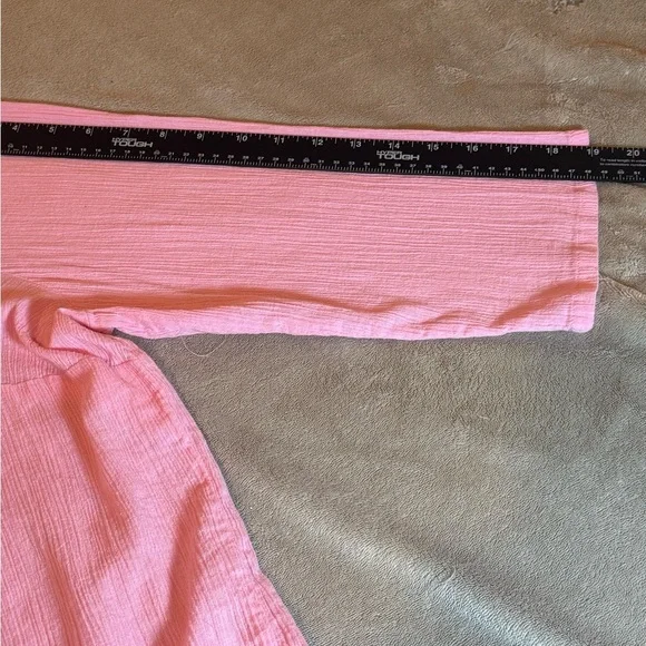 Appleseeds Pink Tunic w/Embroidered Lace Yoke Fabric Natural Wrinkle Size 2X - Picture 9 of 11